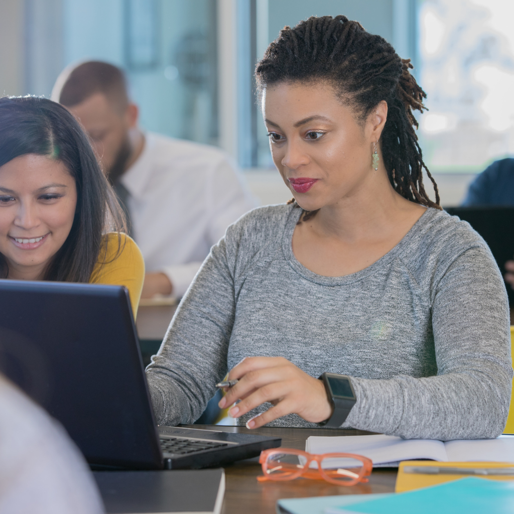 Team collaboration between two females